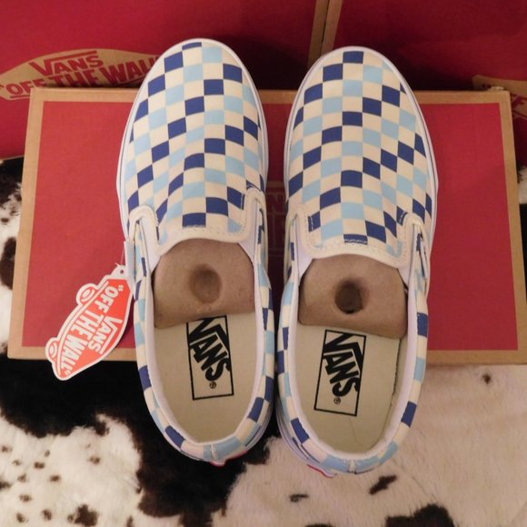 Vans Slip on Blue Light Blue Checkerboard - Picture 4 of 5